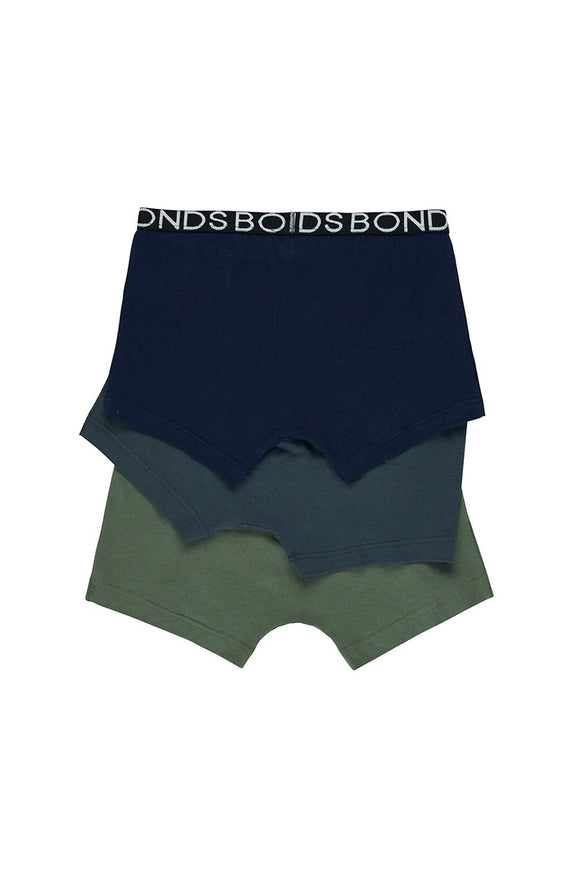 Bonds Boys Trunk 3 Pack | Khaki Multi Solid