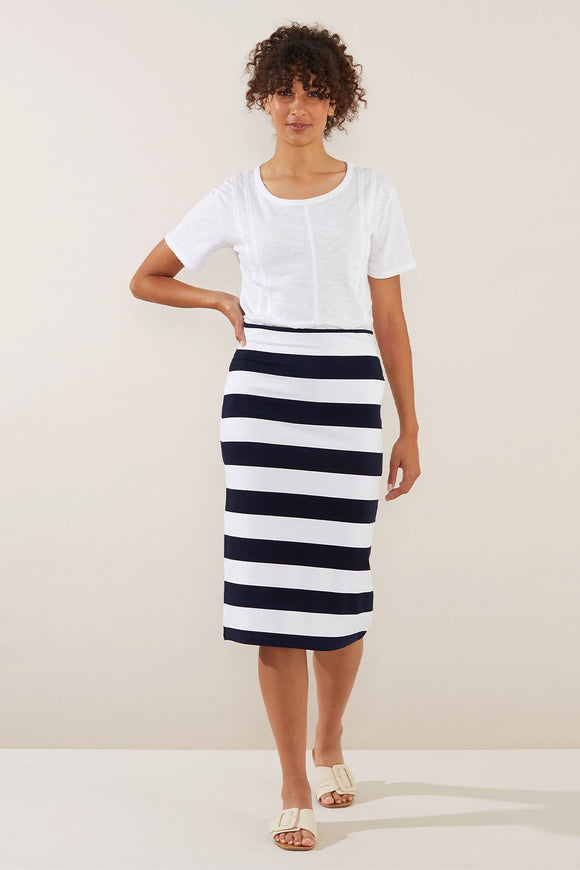Tube Skirt | Navy-White stripe