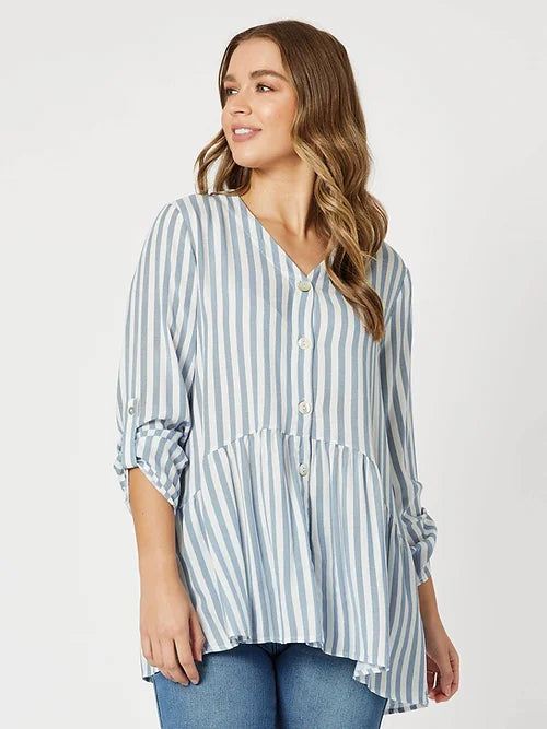 Tab Sleeve Stripe Tunic