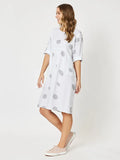 Clarity Spot Linen Tab Sleeve Dress