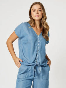 Threadz Tie Front Chambray Shirt