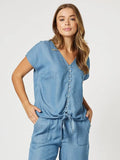 Threadz Tie Front Chambray Shirt