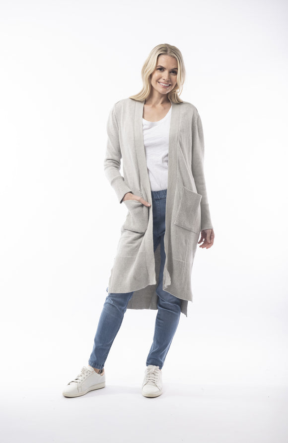 ESSENTIAL KNIT LONG COAT Grey Melange