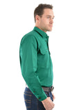 HARD SLOG Half Placket Light Cotton Shirt L/S | Green