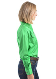 HARD SLOG Half Placket Light Cotton Shirt L/S | Lime Green