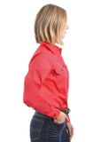 HARD SLOG Half Placket Light Cotton Shirt L/S | Red Poppy