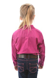 HARD SLOG Kids Half Placket Shirt L/S | Fuschia