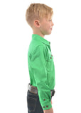 HARD SLOG Kids Half Placket Shirt L/S | Lime Green