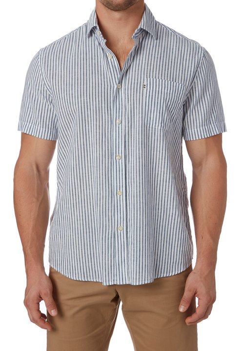 Keppel S/S Shirt | Navy Stripe