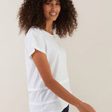 Pleated Hem Tee | White