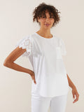 Embroidered Cap Sleeve Top