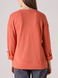 Button V-Neck tee | Terracotta